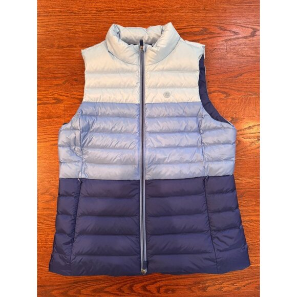 G/FORE COLOUR BLOCK LIGHTWEIGHT DOWN PUFFER VEST Blue Medium Trump Natl - Picture 1 of 9